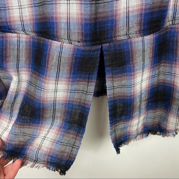Anthropologie Cloth Stone Split Back Plaid Shirt Size Medium Flannel Bohemian M - Picture 9 of 13